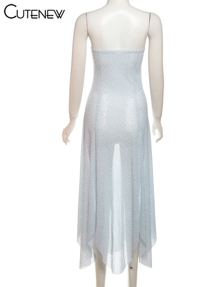 Женское Сетчатое платье-макси без бретелек