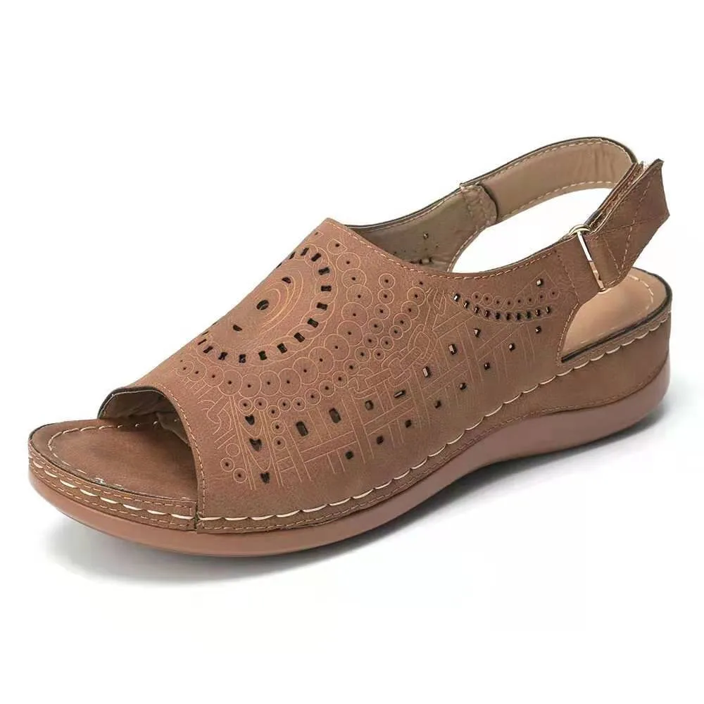 

Womens Sandals Hollow Platform Sandals Women Retro Casual Fish Mouth Women's Shoes Outdoor Beach Wedges Sandal Woman Footwear
