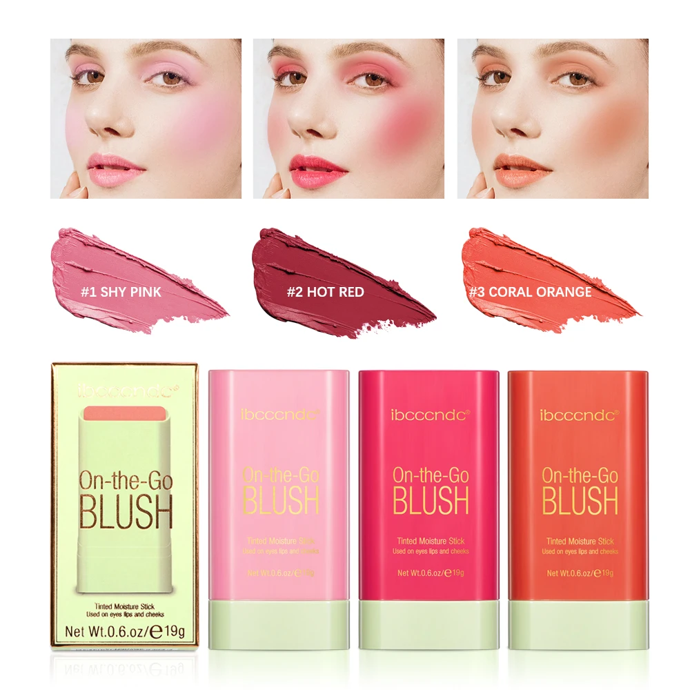 

3-in-1 Tinted Moistured Stick Lipstick Blush Stick Eyes Cheek and Lip Tint Waterproof Lightweight Cream Multi Stick Makeup