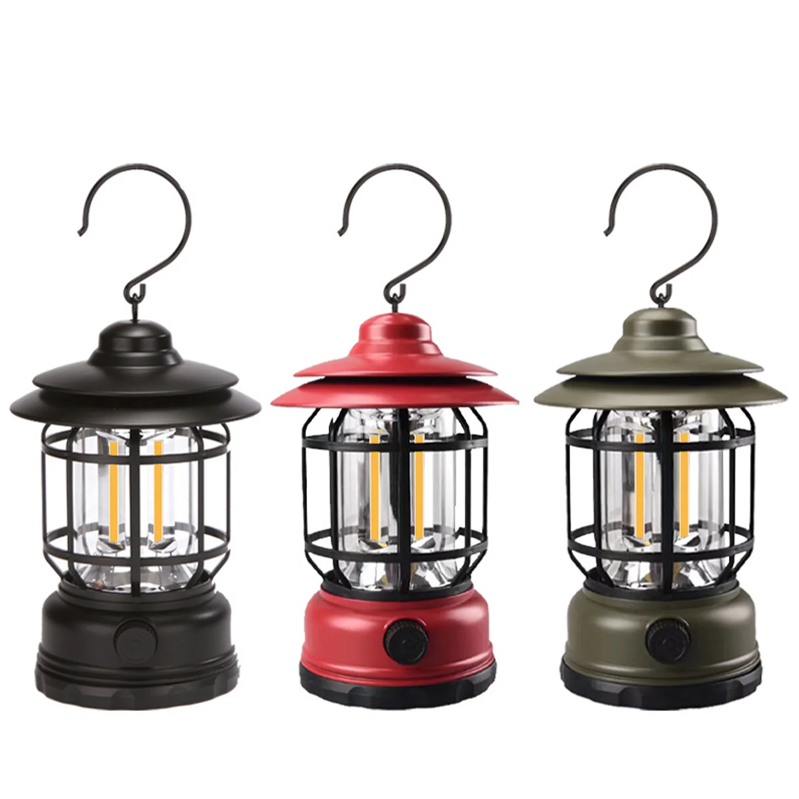 

Retro Style Camping Lamp 2 Modes Home Decor Lantern Super Bright Portable Survival Lanterns 2 Modes USB Rechargeable Outdoor LED