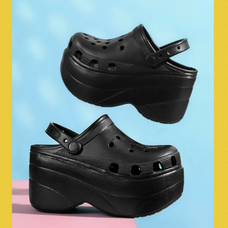 

Trendy Platform Sandals and Black Clogs for Women 10cm Increase Sandals Wedge Garden Women Slippers Slides Sandalia Plataforma
