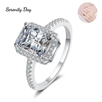 serenty day radiantemerald cut moissanite ring 12ct d color vvs diamond 925 silver four prong square shaped moissanite jewelry