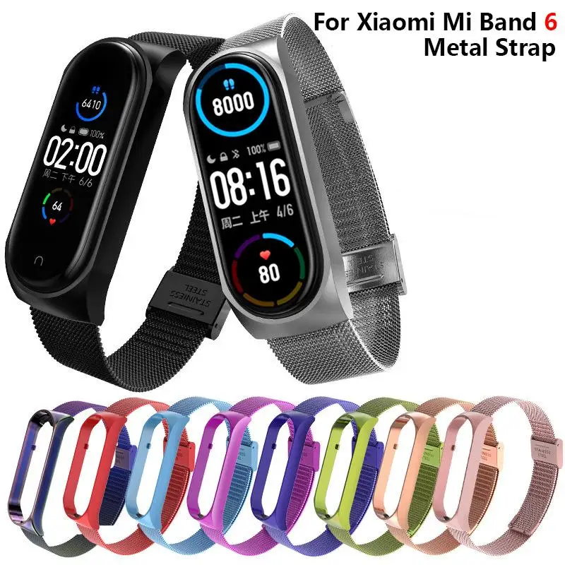 

Replacement Strap Metal Wristbands For Xiaomi Mi Band 6 Milanese Loop Strap Watch Belt Correa Stainless Steel Bracelet