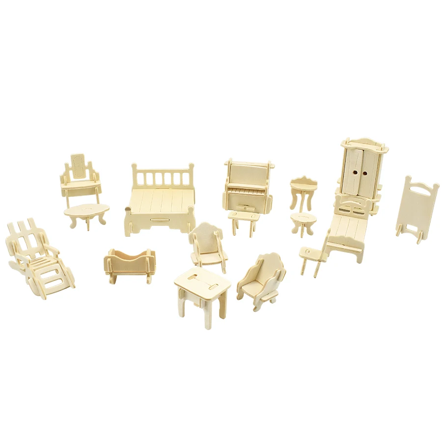 Набор мебели для кукольного домика миниатюрные предметы 185 шт. деревянные