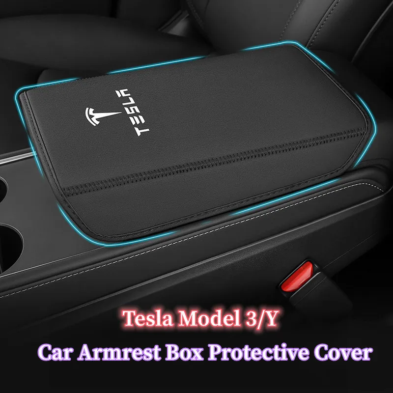

Car Central Control Armrest Box Protective Cover For Tesla Model 3 Y 2022 Interior Car Supplies Tesla Model Y 2023 Accessories