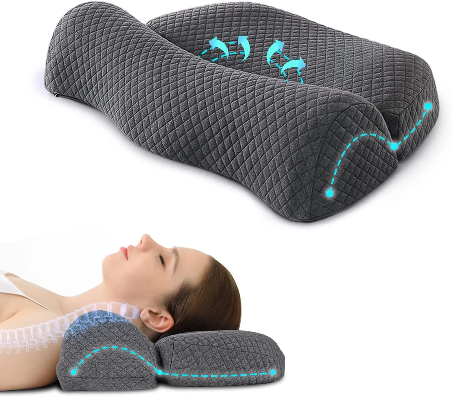 

Ортопедическая подушка из пены с эффектом памяти, эргономичная Массажная, для сна, для облегчения боли в шее, подушка с медленным восстановлением формы