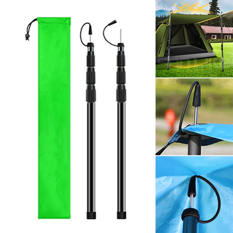 

Replacement Tarpaulin Pole Tent Pole Canopy Pole Four-step Adjustment 2pcs for Patio Lawn Garden Expandable Tarp Pole SM