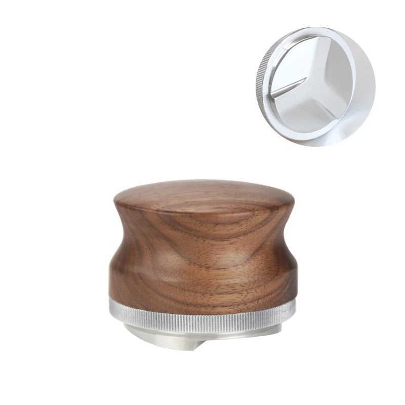 

58Mm Espresso Coffee Distributor Leveler Tool Adjustable Height Walnut Handle Home Barista Coffee Making Accessories