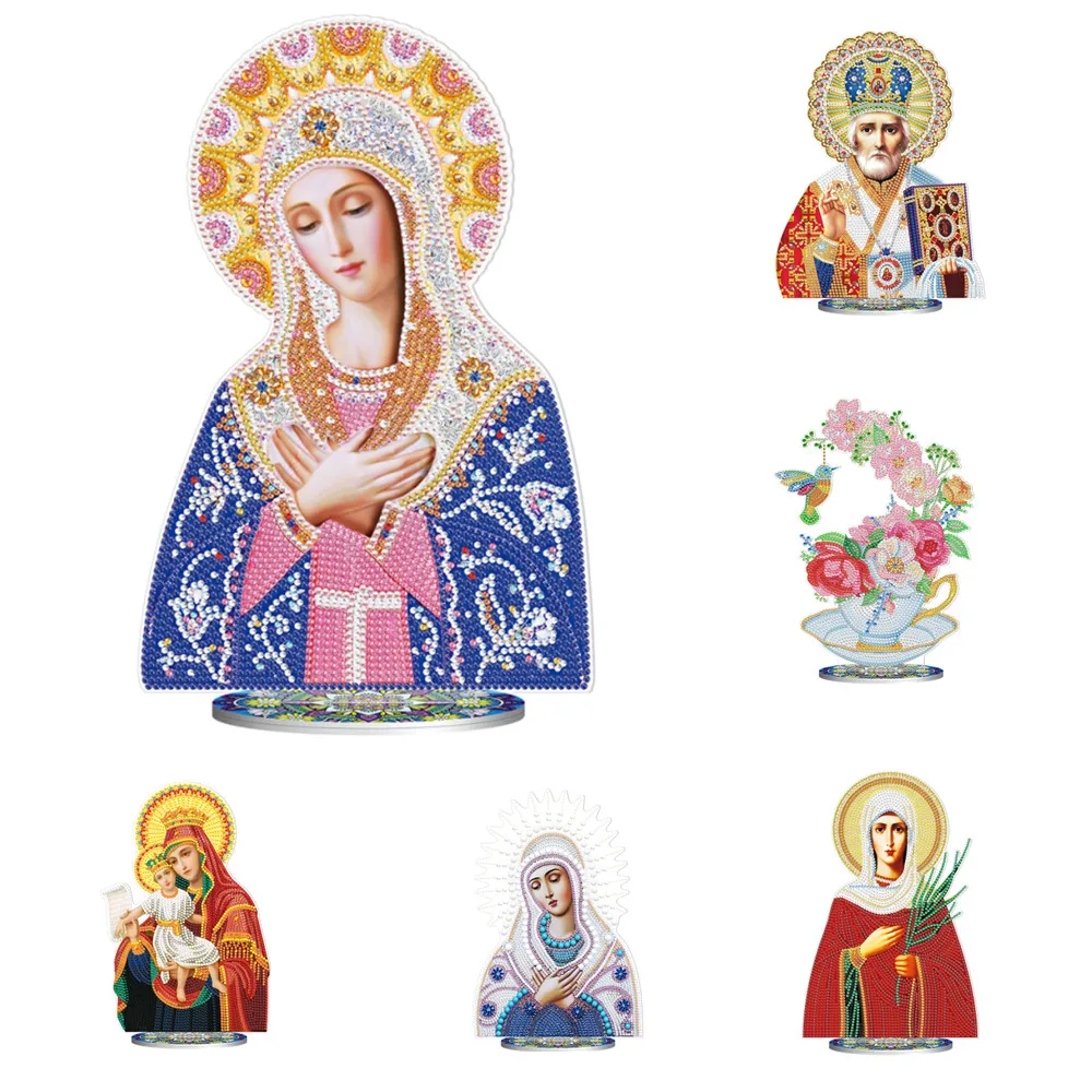 

Двусторонняя Алмазная картина «сделай сам», религиозное украшение Богородицы, мозаика, алмазная вышивка, орнамент Idol для православной церк...