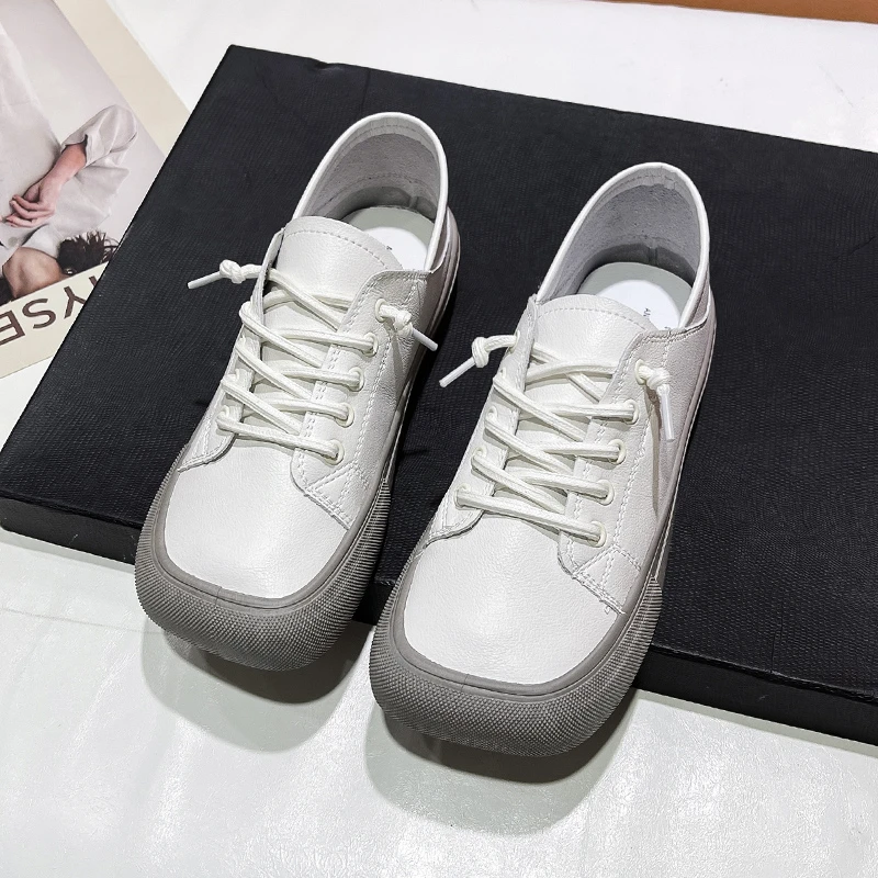 Women Shoes  Genuine Leather Casual Sneakers Plus Size Spring Summer Skate Shoes Ladies Little White Vulcanized Shoes Woman