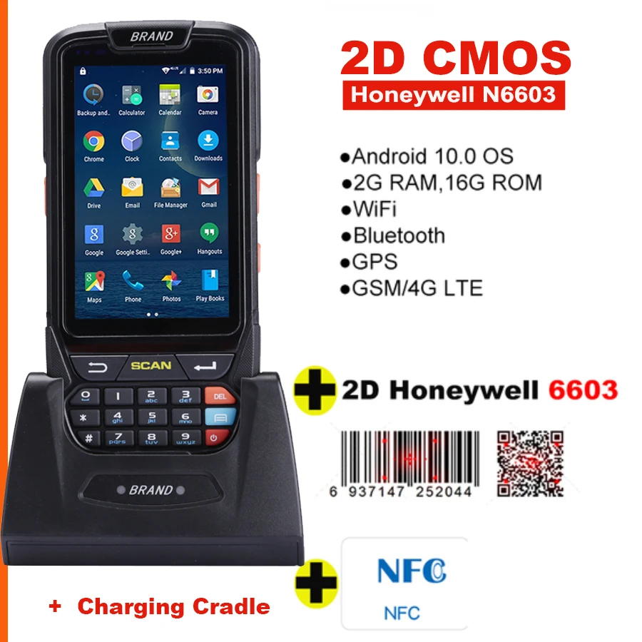 

4G Android PDA POS Handheld Terminal Inventory Machine Honeywell 1D 2D QR Barcode Reader Scanner WiFi BT Mobile NFC