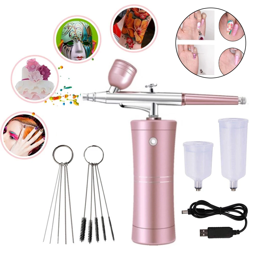 

Мини кислородный инжектор 0,3 мм, Аэрограф с гравитационной подачей двойного действия, инструмент для рисования, тату, нейл-арта, кисть для ук...