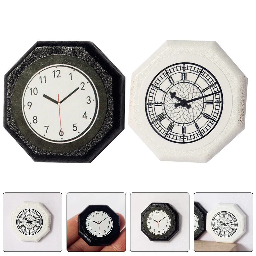 

4 Pcs Miniature Accessory Simulation Wall Clock Furniture Items Floor Model Tiny