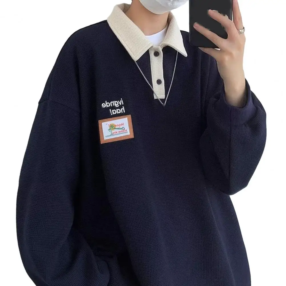 Свитшот мужской демисезонный пуловер с лацканами воротником на пуговицах