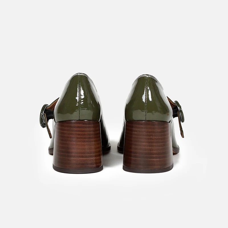 

MUMANI Woman‘s 2022 New Mary Janes Shoes Genuine Leather Shallow Square heel Pumps Buckle Strap Round Toe Lady Footwear