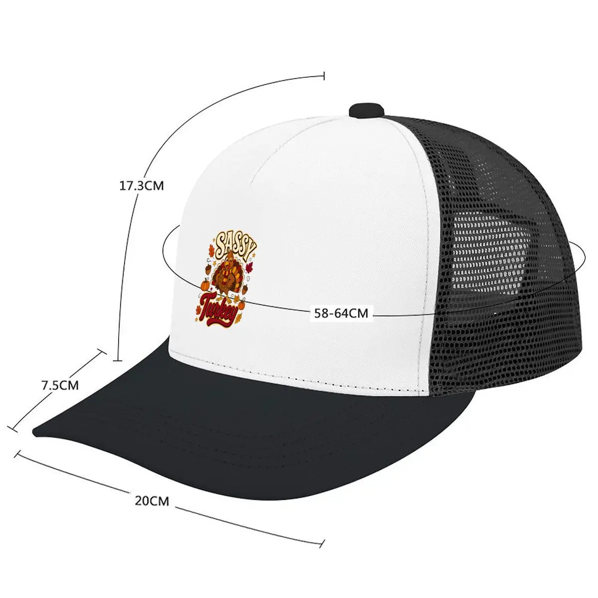Фото Бейсбольная кепка Playful Thankful Turkey Autumn Lette Mesh, повседневная, для активного отдыха, для женщин и унисекс №2