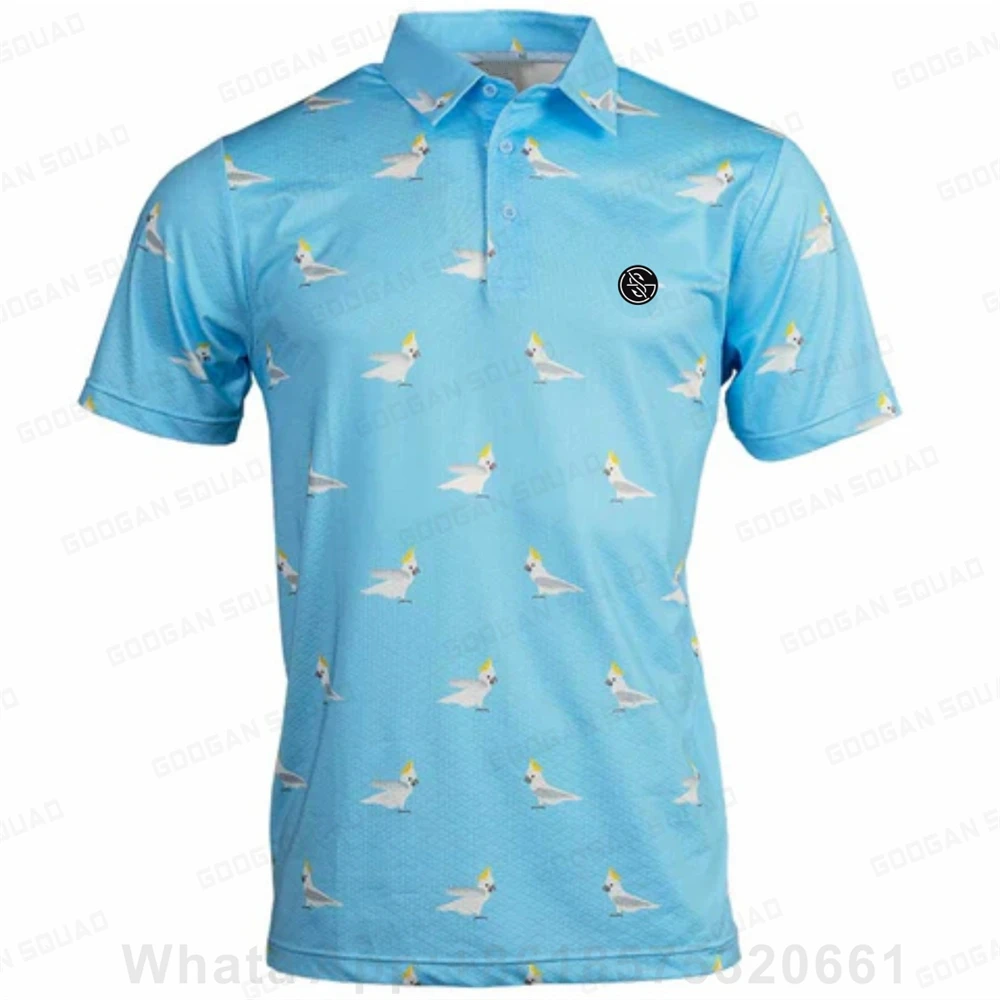 Golf Polo Lapel Buttons Men Short Sleeves Breathable Shirt Casual Outdoor Golf Sports Polo Shirt Football Badminton Fashion Polo