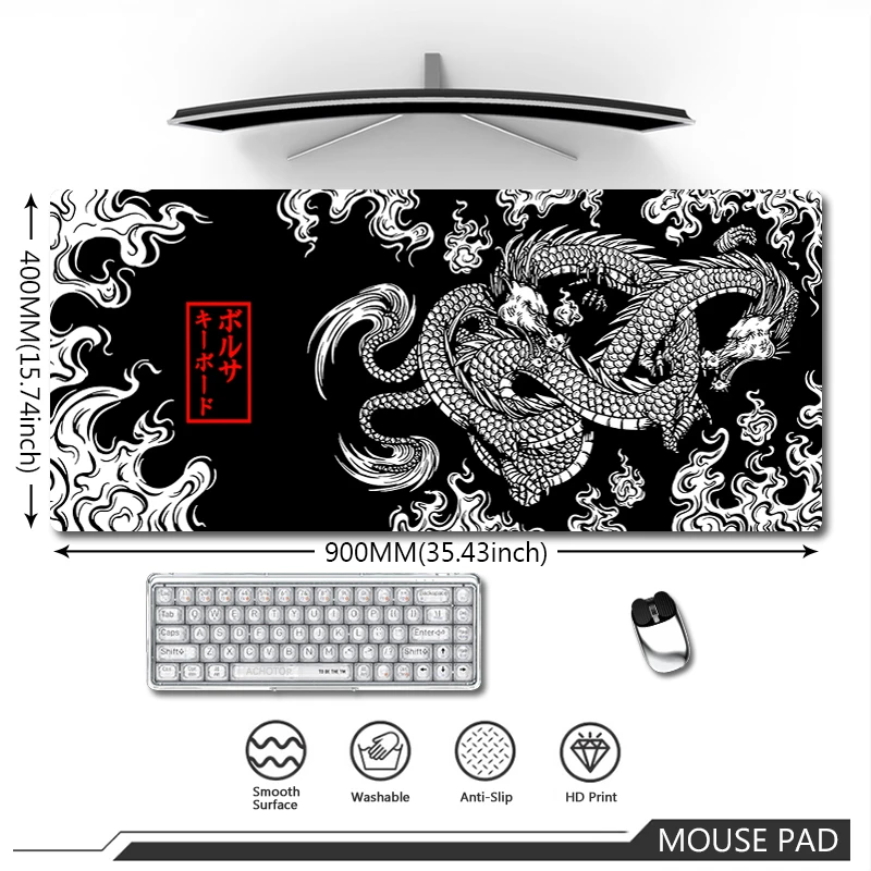 

Oriental Dragon Mouse Pad Large Mousepad Keyboard For Computers Mat Notebook Carpet Mouse XXL 900x400mm Natural Rubber Mousepads