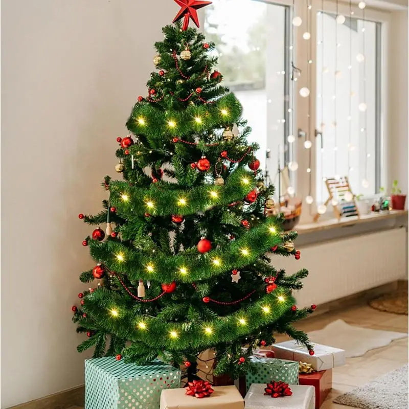 Рождественская елка блестящая гирлянда свет 49 21 фута из мишуры блестящие зеленые