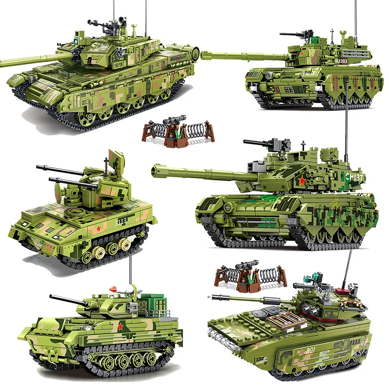 

SEMBO WW2 1144Pcs Military Type 99A Main Battle Tank Model Building Blocks Army Soldiers Weapon Educational Bricks Toys For Boys