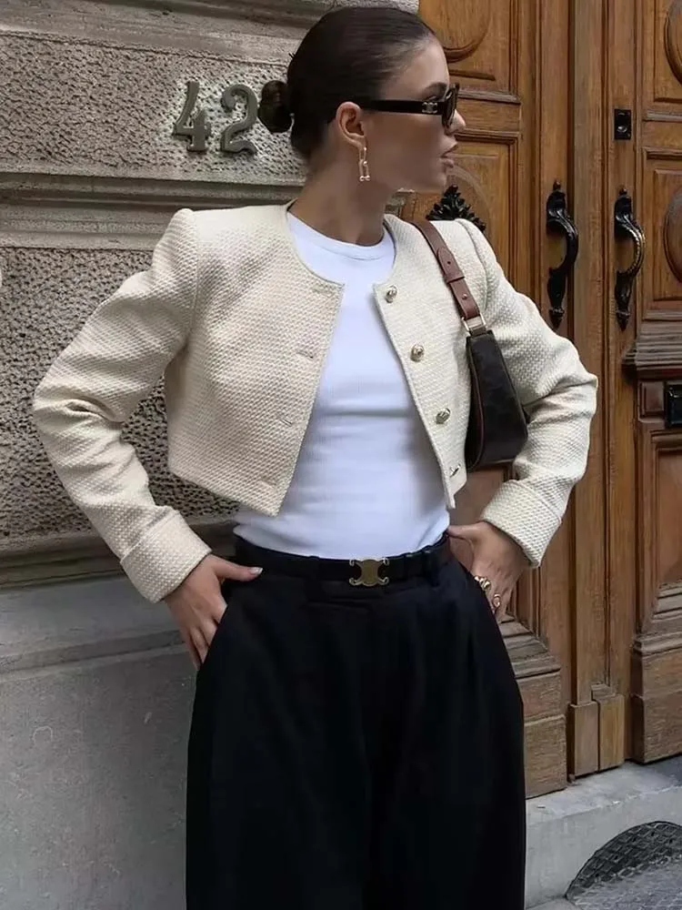 

KLKXMYT TRAF укороченная куртка Женское пальто текстурные куртки для женщин 2022 с длинным рукавом Повседневные женские осенние пальто