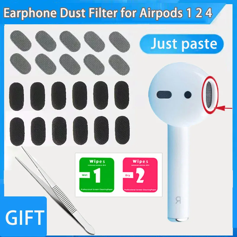 

Earpiece Port Dustproof Steel Mesh Waterproof Headphone Replaceable Adhesive Soft Mesh Dust Filter for Airpods 1 2 4 Earphone