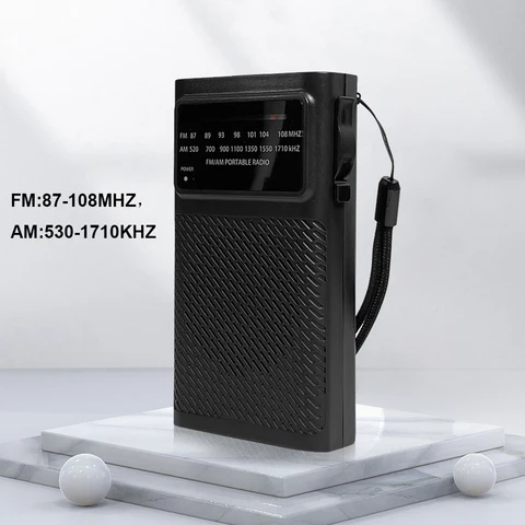 Двухдиапазонный радиоприемник FM/AM с динамиком, мини-радио, разъем для наушников 3,5 мм, питание от 2 батареек AA, для прогулок, кемпинга