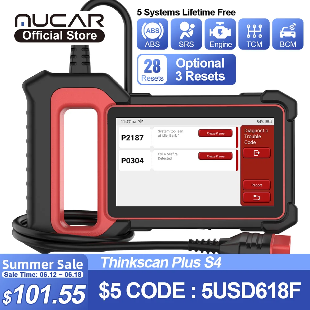 THINKCAR THINKSCAN Plus S4 OBD2 Automotive Scanner Car Diagnostic Tools obd2 ABS Airbag Engine Transmission BCM System Scan Tool
