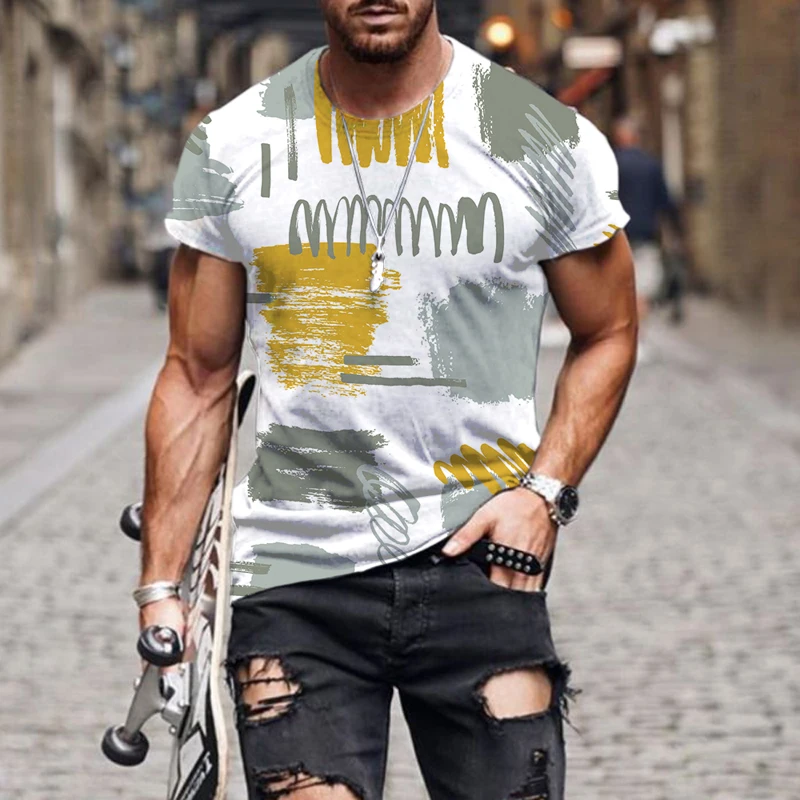 

2022 Summer Personality 3D T-shirt Men's Outdoor Abstract graffiti pattern Breathable O-Neck Short Sleeve XXS-4XL