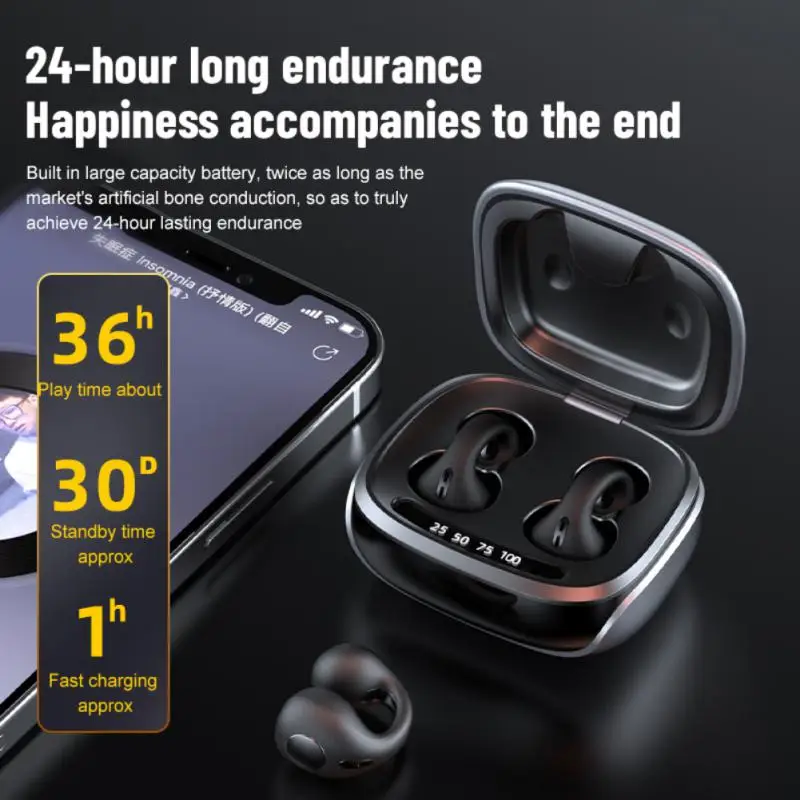 

2023 New JX80 Clip-ear bone conduction wireless headset Bluetooth 5.3 new innovative HD sound quality comfortable Sport Earbuds