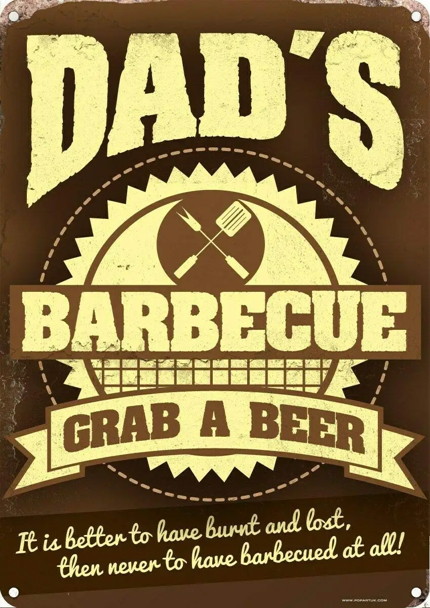 

nobrand Dad's Barbecue Vintage Art Vintage Retro Kitchen Poster Wall Decor Metal Sign 8"x12"