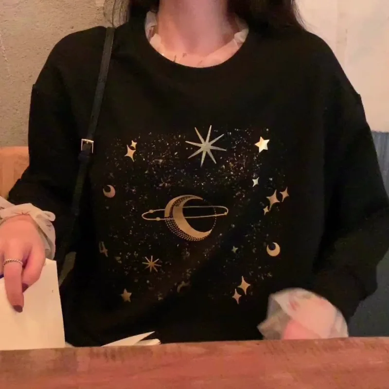 

Толстовка Женская Осенняя Новинка 2022 корейский винтажный свитшот с имитацией двух частей сетчатый топ свободного кроя с длинным рукавом женская зимняя одежда
