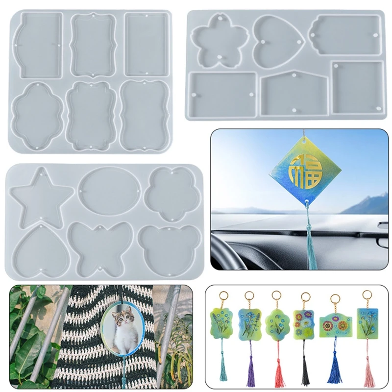 

3 Shape Silicone Keychain Mold Epoxy Resin Casting Molds Silicone Keychain Pendant Mold for DIY Keychain Decorations 124A
