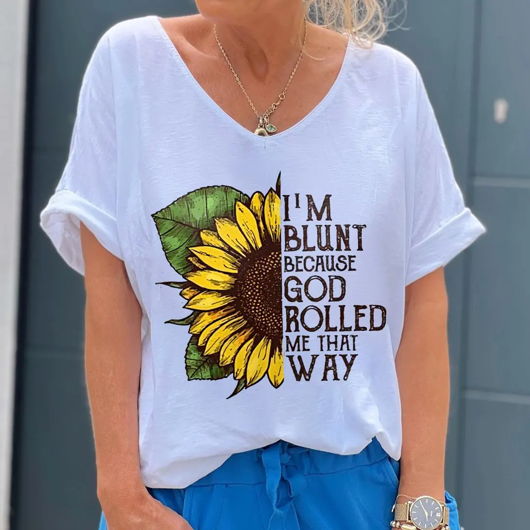 

I'm Blunt Because God Rolled Me That Way Printed Hippie T-shirt