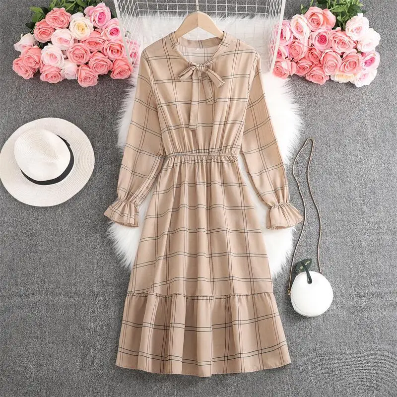 Платье с длинным рукавом маленькое французское шифоновое Цветочное платье