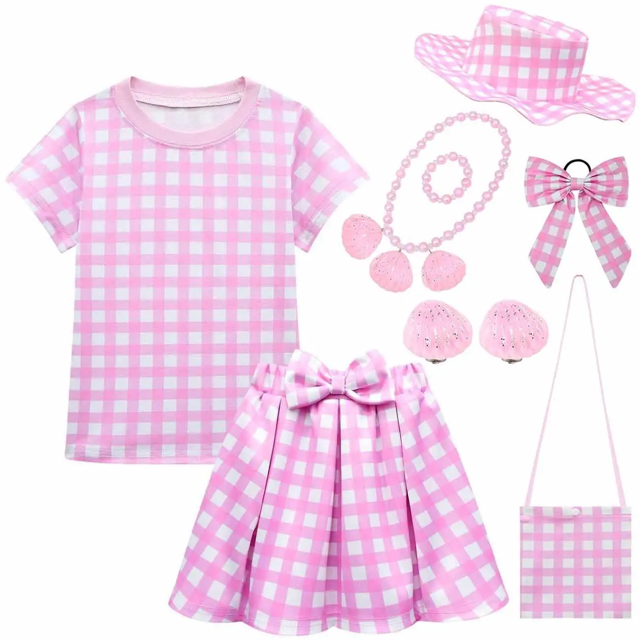 

Kids Girls Movie Anime Pink Princess Dress for Halloween Christmas Cosplay Party Role Playing Dresses Up Outfit Costume