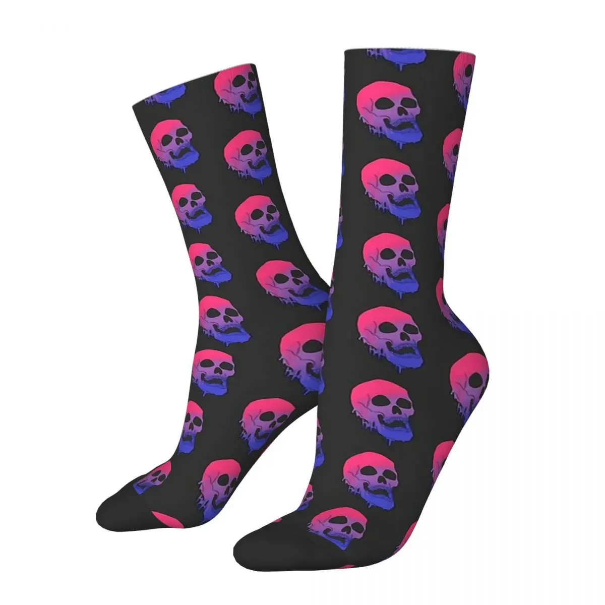 

Halloween Skeleton LGBT Pride Melting Skull - Bi Flag Men Women Socks Outdoor Novelty Spring Summer Autumn Winter Stockings Gift