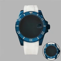for nh35nh36 movement soft white silicone watch strap 40mm sapphire glass electroplated blue sub watch case modification kit