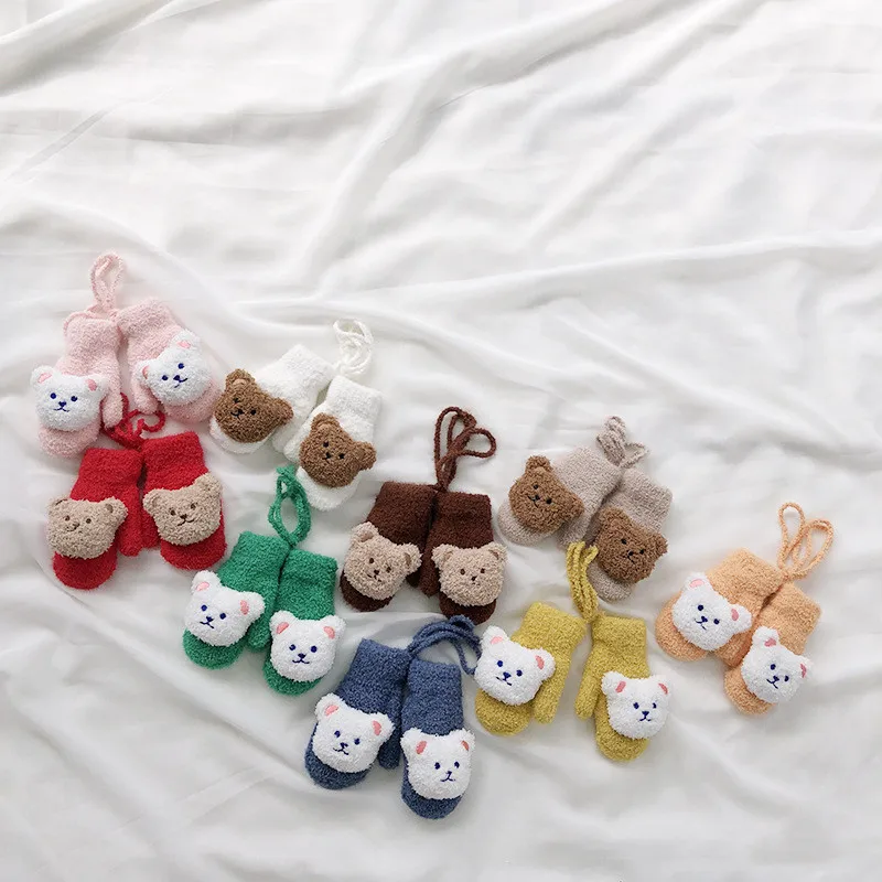 

1 Pair Baby Mittens Newborn Fashion Kawaii Cartoon Doll Bear Glove for Toddler Boy Girl Lovely Autumn Winter Warm Baby Mittens
