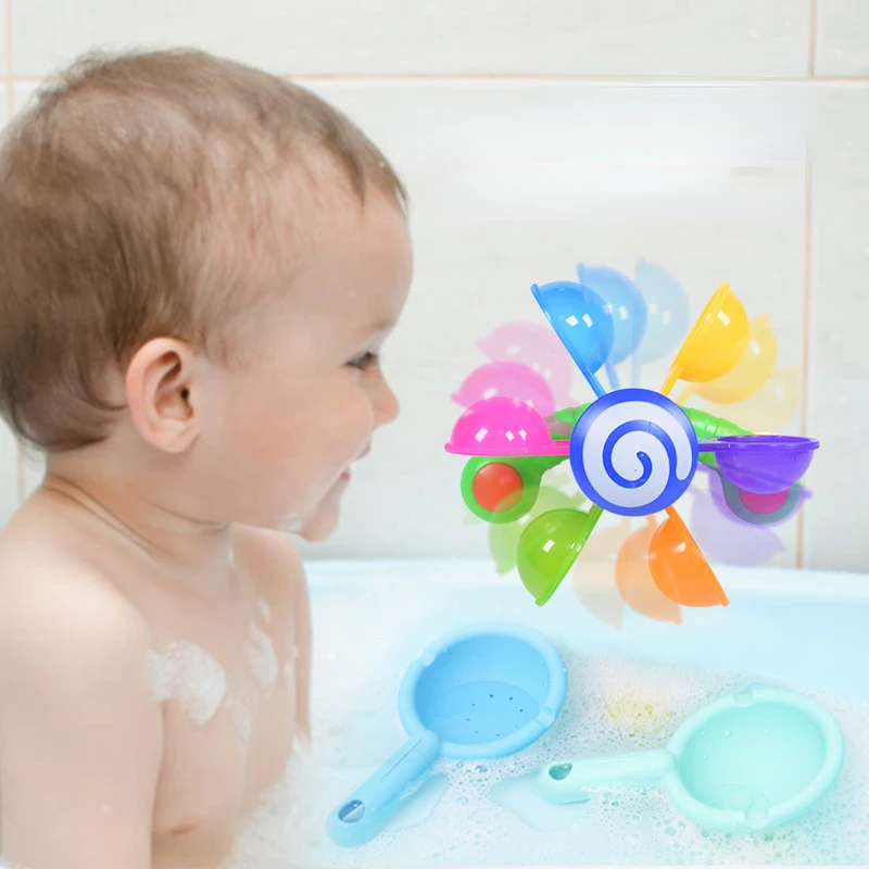 

Baby Bath Toys Windmill with Spoon Baby Shower Play with Water Rainbow Windmill Shower Toy for Kids Toddler Children