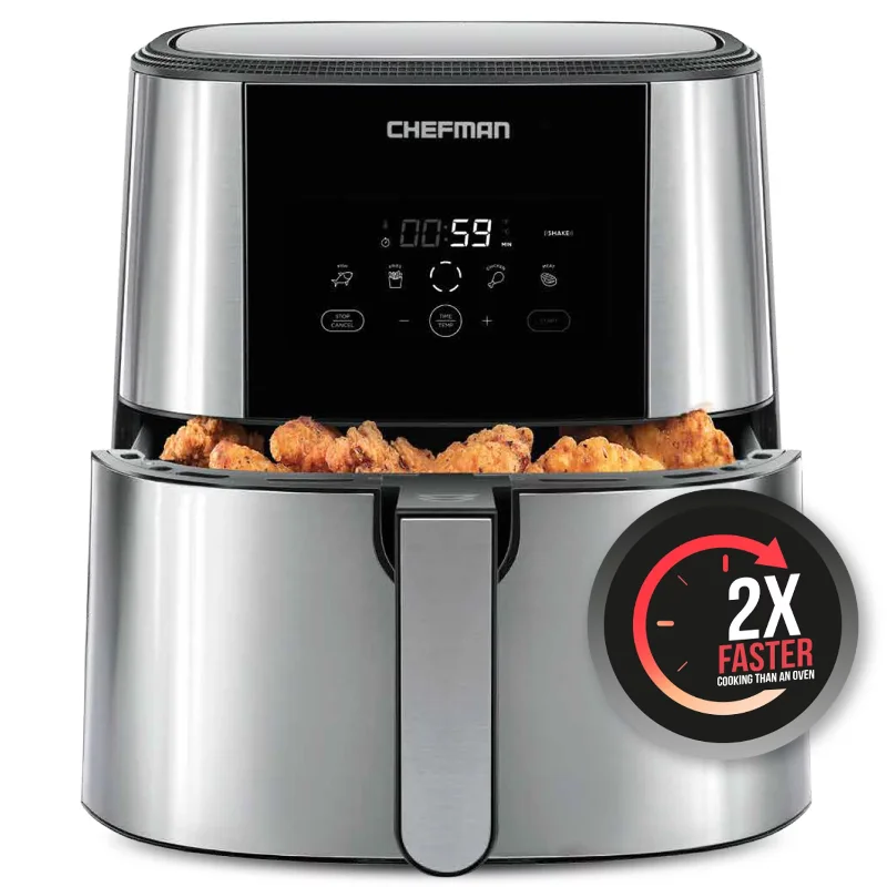 

Chefman  Turbo Fry  Stainless Steel Air Fryer, Dishwasher-Safe Basket, Family-sized 8 Quart Capacity