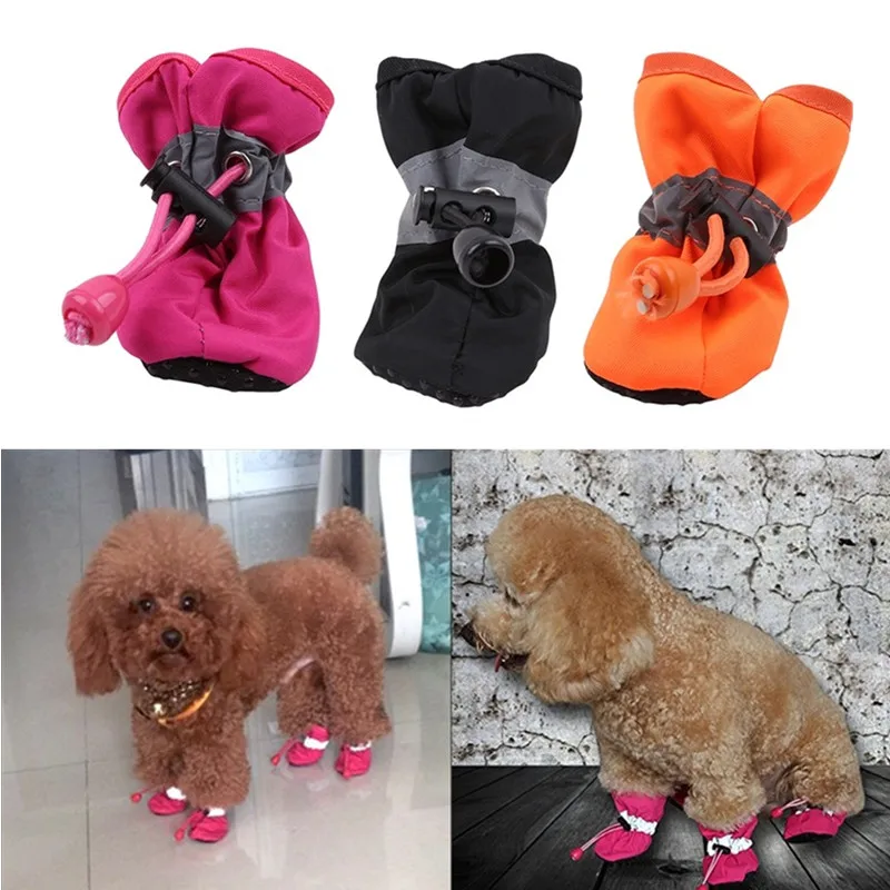 

4Pcs Waterproof Pet Dog Shoes Winter Warm Soft Thick Breathable Dog Boots Anti Slip Shoes for Small Dogs Pets