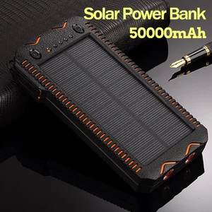 50000mah waterproof solar power bank high capacity mobile phone cigarette lighter charging sos outdoor emergency free global shipping