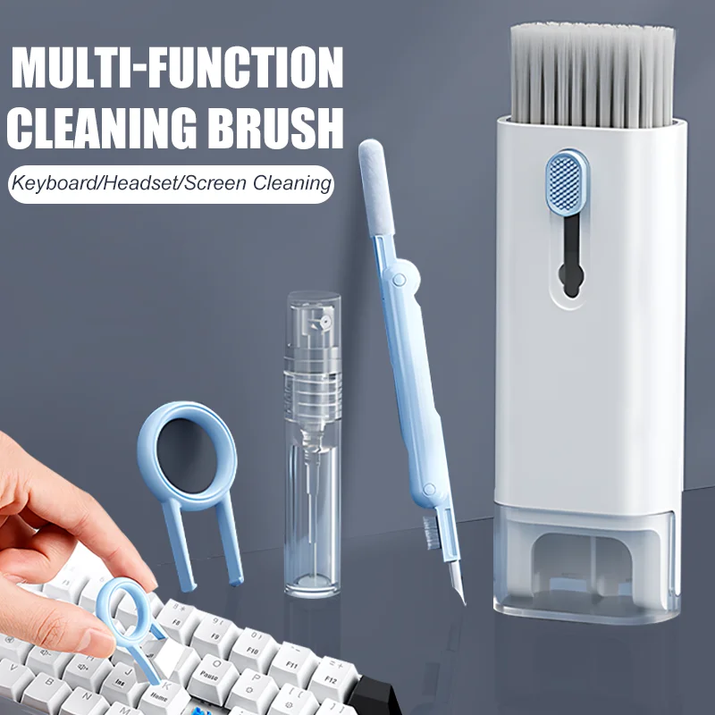 

7-in-1 Cleaning Kit Computer Keyboard Cleaner Brush Headset Laptop Screen Cleaning Tools for iPad Phone Keycap Puller Set