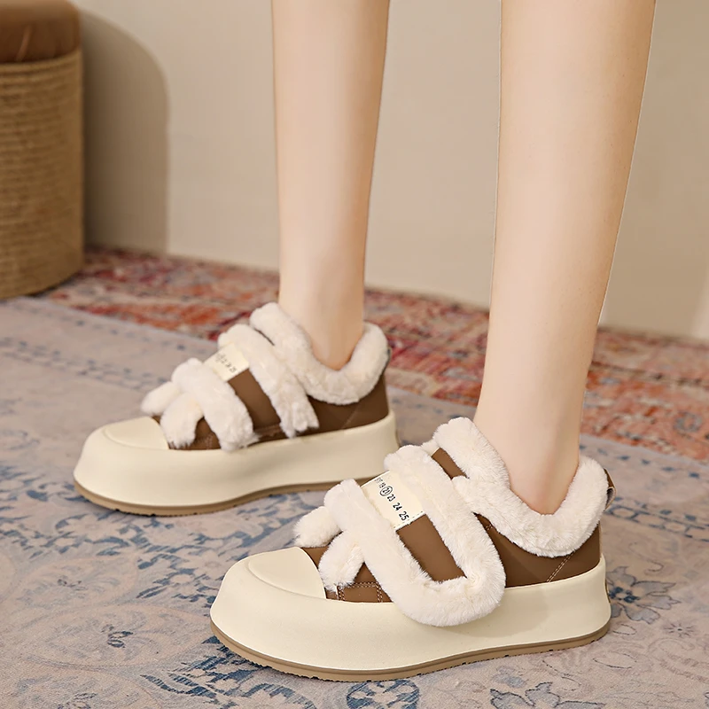 Тапки женские на плоской подошве мягкие плюшевые удобные хлопковые тапки