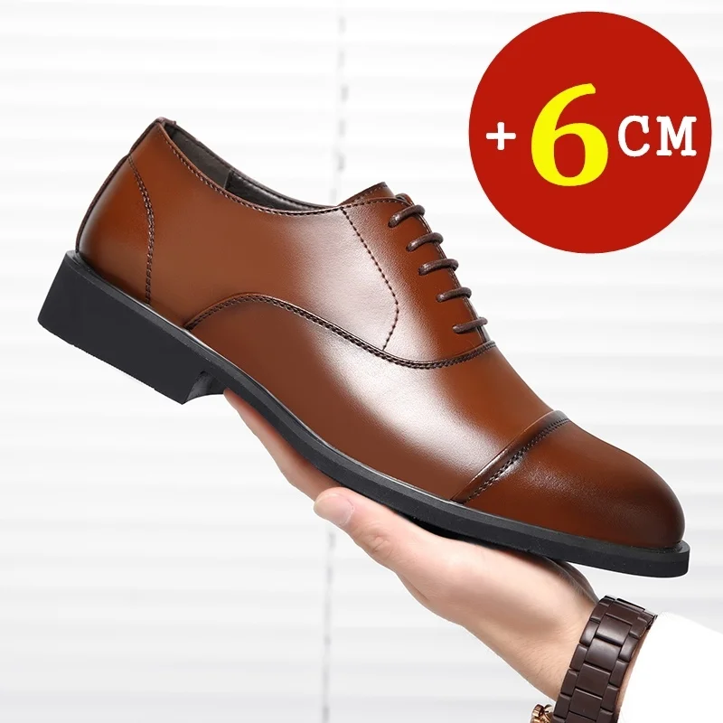 

Men's Heighten Increased Wedding Oxfords Office Male Height Increasing Shoes Men Taller Elevator 6cm Invisible Insole for Daily