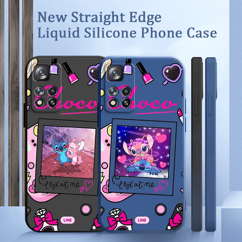 

Lilo Stitch DIsney Art Love Liquid Rope Soft Cover Phone Case For Xiaomi Redmi Note 11 11S 11T 10S 10 9S 9T 9 8T 8 Pro Plus 5G