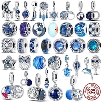 original design blue series charm beads fit for pandora bracelet bangle star moon galaxy diy jewelry silver 925 s925 stamp