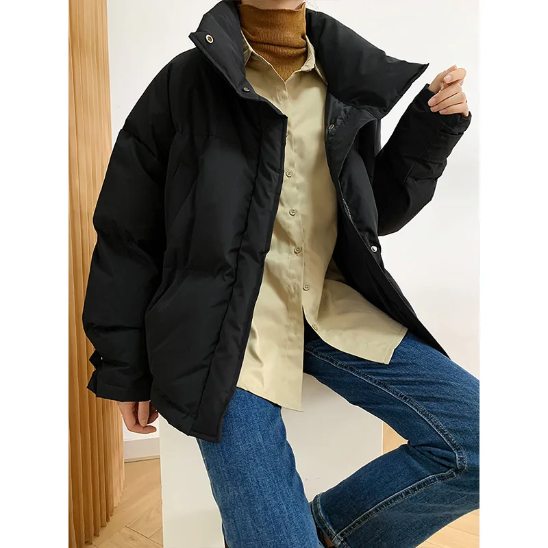 2022 Winter Cotton Clothing Women Short Collar Jacket Loose Chic Bread Clothing Warm Windproof Clothes