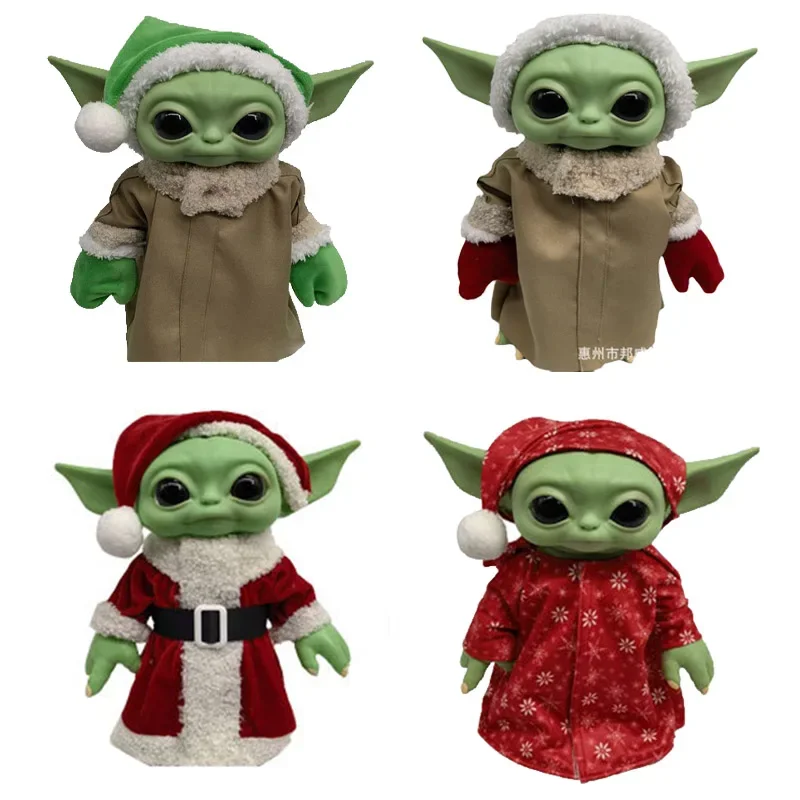 

27cm Baby Yoda Star Wars Christmas Series PVC Dolls Santa Claus Yoda Cute Anime Figure Action Toys Removable Doll Kids Xmas Gift